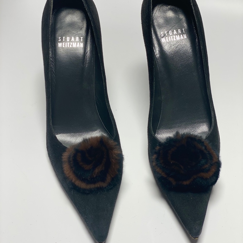 Stuart Weitzman Mink Pom Pumps